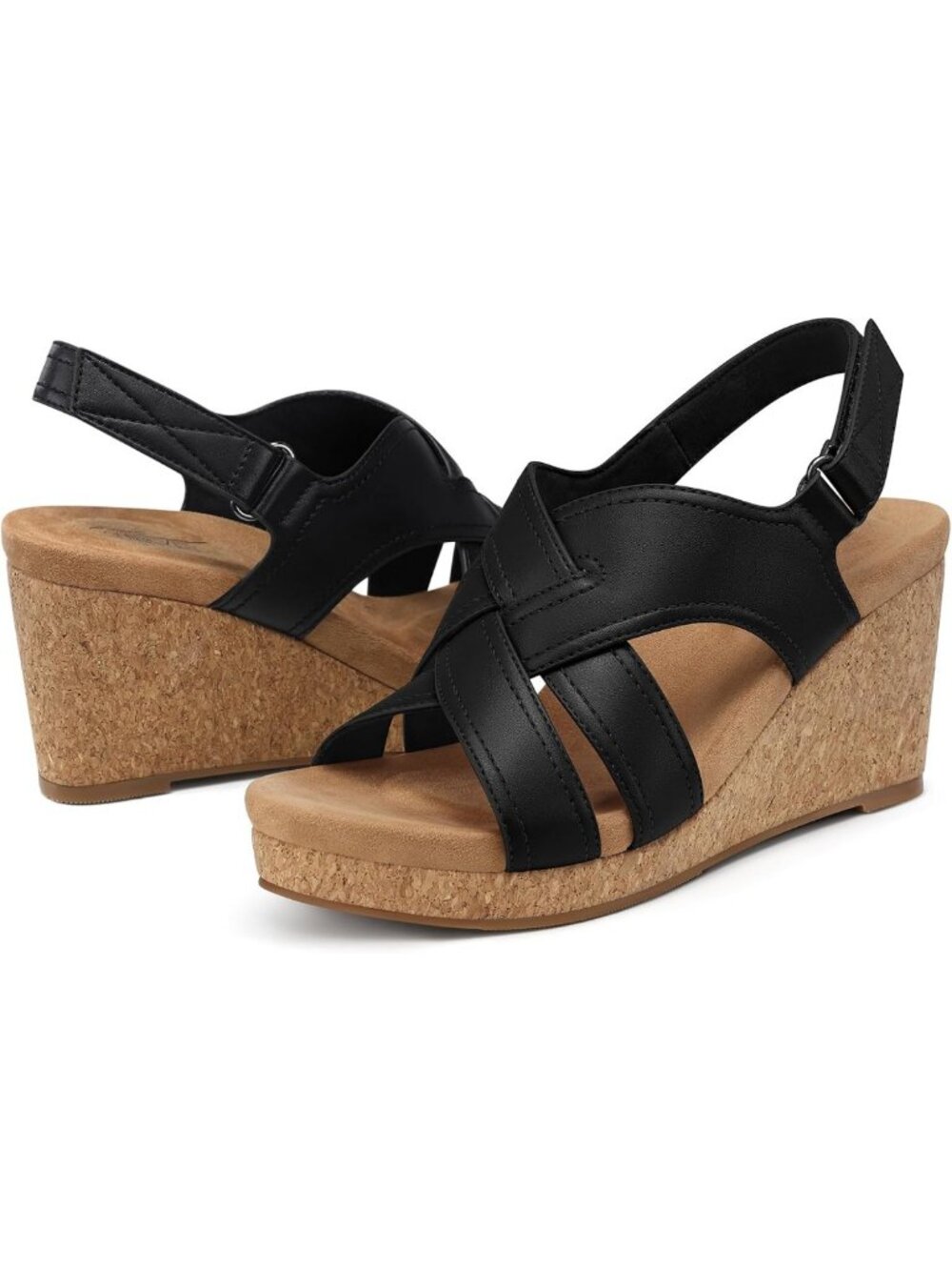Stylish Dressy Wedge Sandals for Women - Comfortable Arch Support Cork Footwear